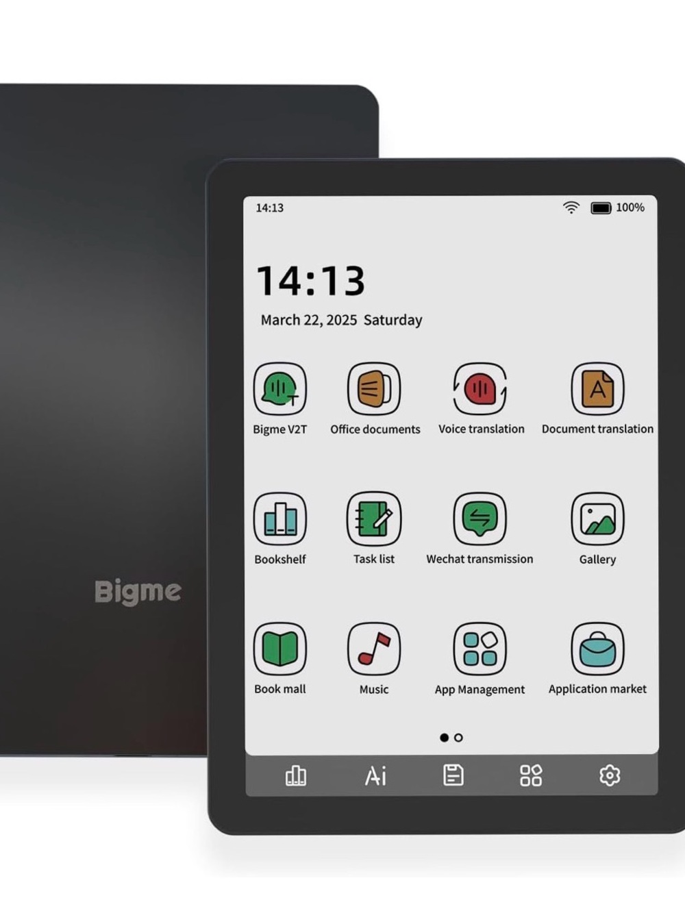 Bigme 6 Black E-Reader Tablet Touchscreen